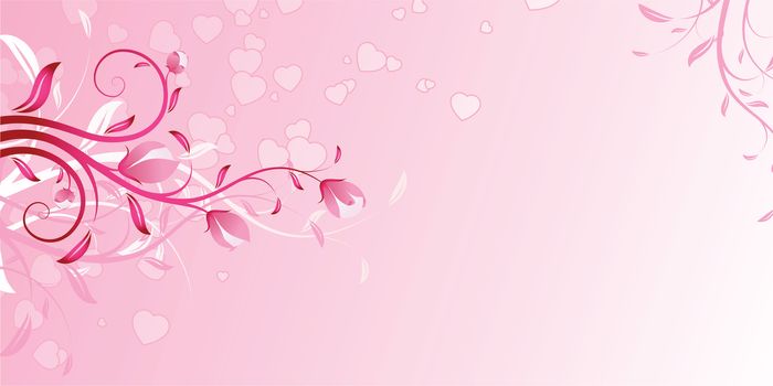 Valentine's Day Background with flowers in pink color