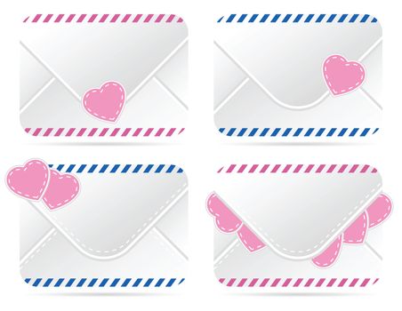 Four Valentines letter icon set on white