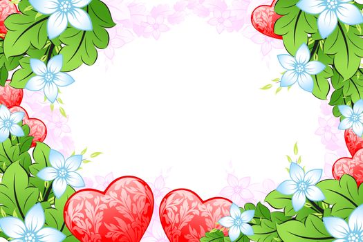 Valentine's Day heart with florals on white background