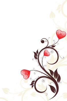 Valentine's Day heart with florals on white background