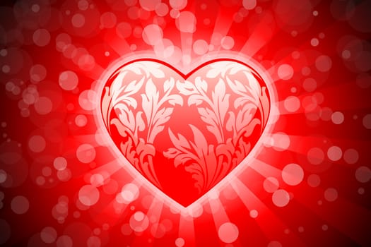 Valentine's day background with rays and sparkle