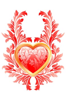 Floral Valentine's day Heart isolated on white