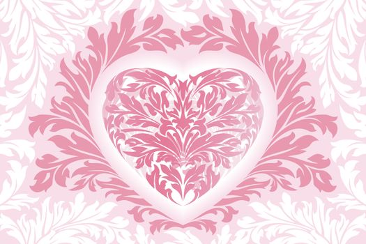 Abstract Floral Valentine's day Heart in pink color