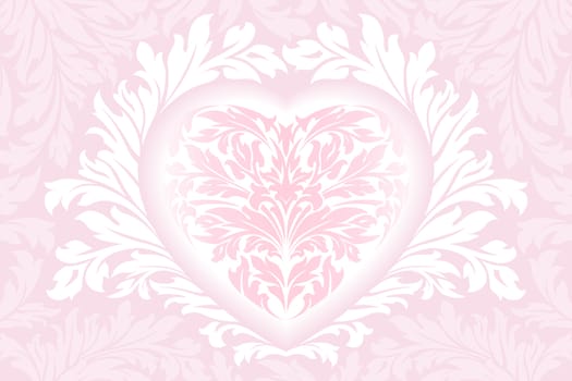 Abstract Floral Valentine's day Heart in pink color