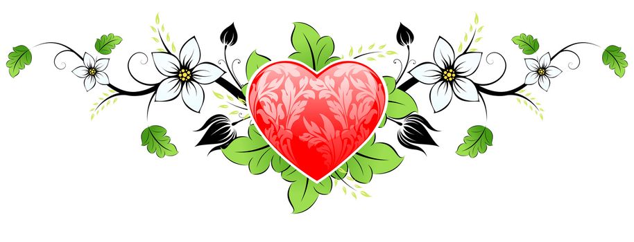 Abstract Floral Valentine's day Heart with flowers