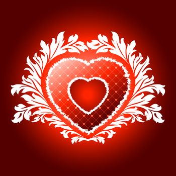 Vector Illustration Red Valentines Heart with Floral Pattern