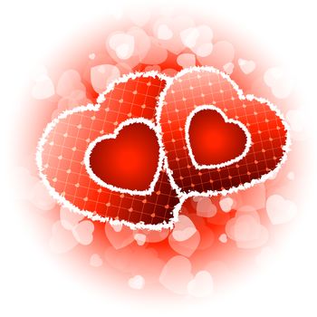 Red Valentines day background with Hearts and sparkles