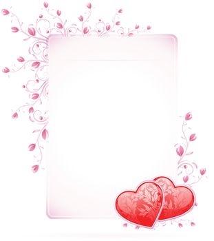 Valentines Day Card with flowers on white background