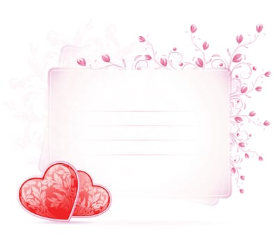 Valentines Day Card with flowers on white background