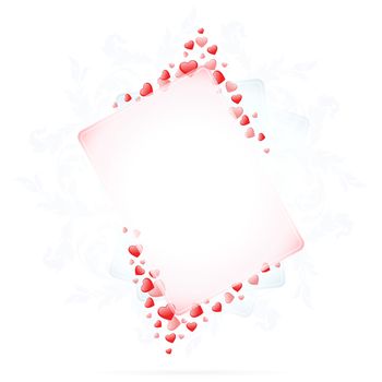 Valentines Day Card with hearts on white background