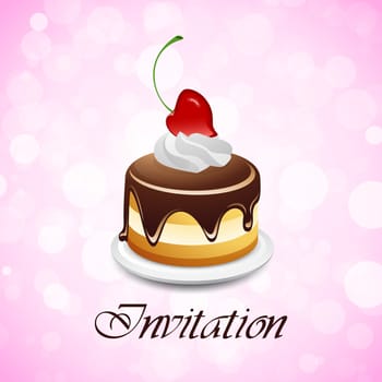 Valentines Day Background Invitation with Cake