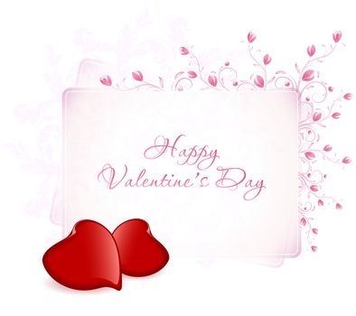 Happy Valentine's Day Floral Lettering - Typographical Background with Two Hearts