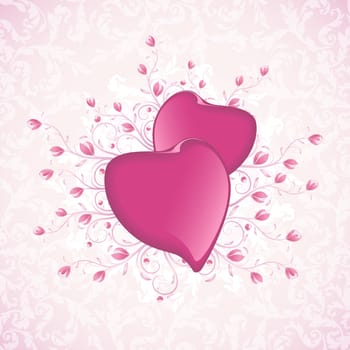 Happy Valentine's Day Floral Background in pink color