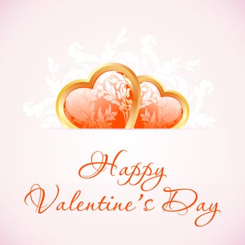 Happy Valentine's Day Floral Background with Hearts