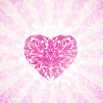 Happy Valentine's Day Floral Background with Heart