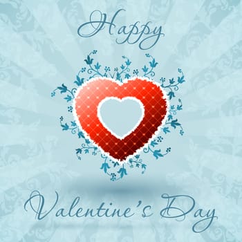 Happy Valentine's Day Floral Card with Hearts