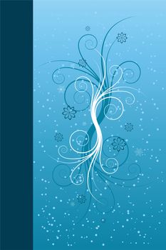 Abstract winter scrolls with snowflake and flowers