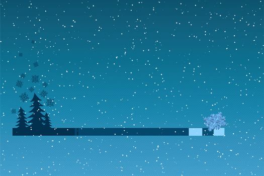 Abstract winter background with christmas tree and snowflakes