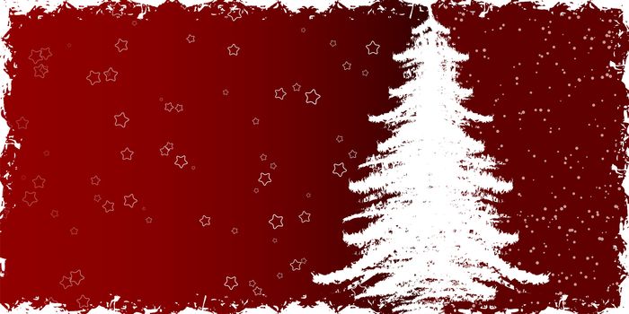 Abstract winter background with christmas tree and rays