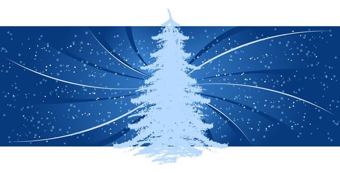 Abstract background with Christmas tree rays and snow-flakes