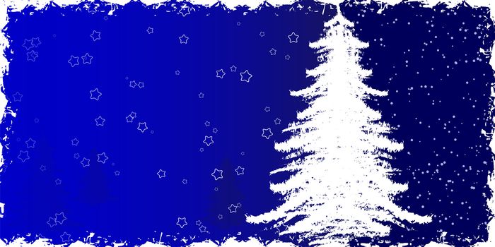 Abstract grunge background with Christmas tree and stars