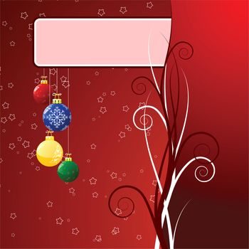 Abstract background with Christmas toys and scrolls