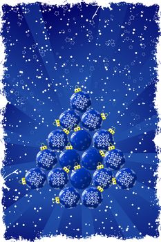 Christmas background with baubles stars and snow