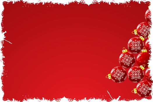 Grunge Christmas background with baubles and snowflakes
