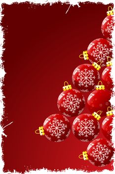 Grunge Christmas background with baubles and snowflakes