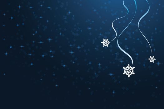 Blue Winter background with stylish snowflakes and stars