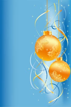 Background with snow and bolls for your design on blue background