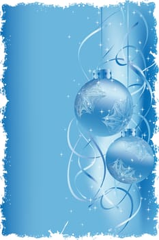 Grunge Background with snow and bolls for your design on blue background