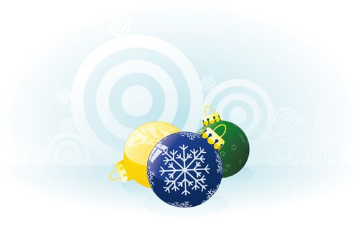 Christmas balls with circles and reflection in blue color