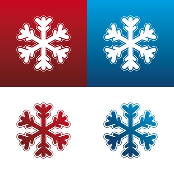 Icon set of four abstract vector snowflake