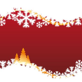 Background with snowflakes and christmas tree for your design in red color