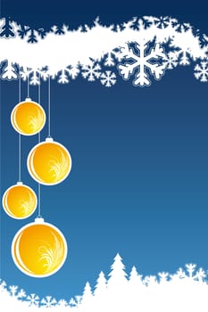 Background with snowflakes and christmas balls for your design in blue color