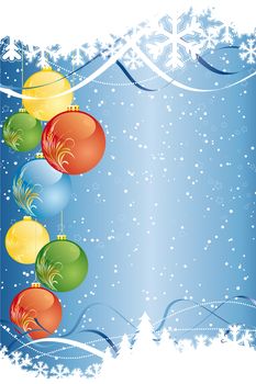 Vector Background with christmas tree and decoration for your design
