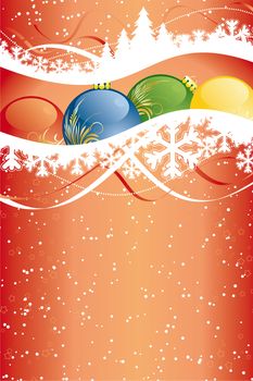 Vector Background with christmas tree and decoration for your design