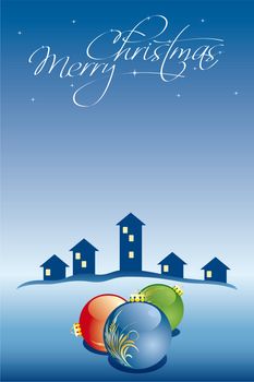 Vector Abstract Christmas Card with houses and balls