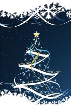 Vector Abstract Christmas Card with fir-tree and decoration