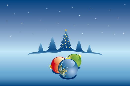 Vector Abstract Background with Christmas tree and balls