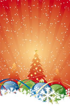 Vector Abstract Background with Christmas balls trees and decoration