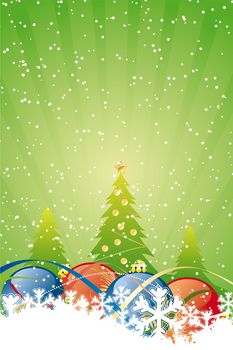Vector Abstract Background with Christmas balls trees and decoration