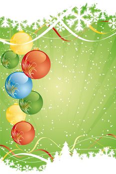 Vector Abstract Background with Christmas balls trees and decoration