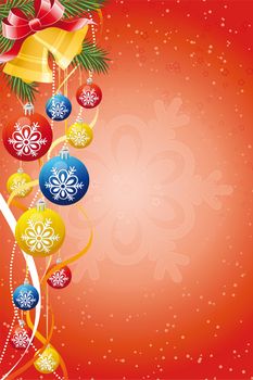 Christmas abstract background with toys and snowflake in back