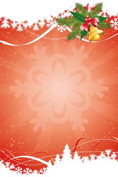 Christmas abstract background with bell and snowflake in back