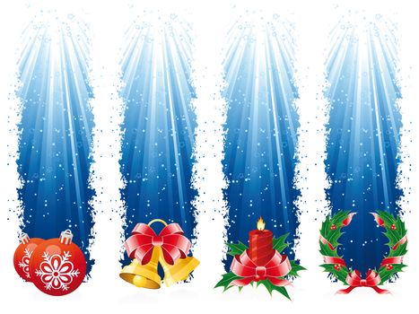 Four Christmas vertical blue banners for your design