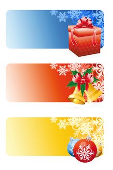 Three Christmas horizontal color banners for your design
