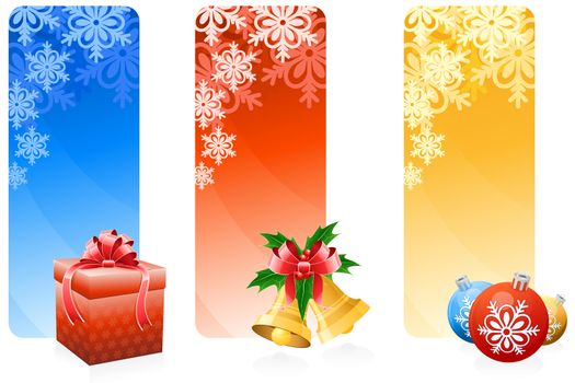 Three Christmas vertical color banners for your design