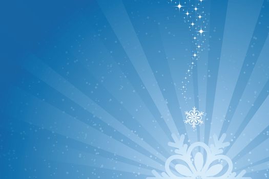 Abstract Blue Christmas Snowflake Background with rays